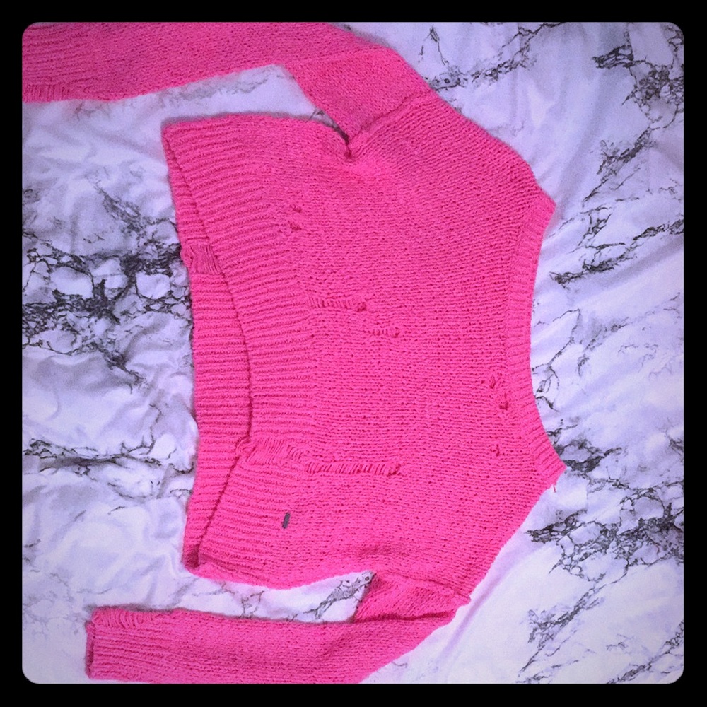 Pink ripped sweater